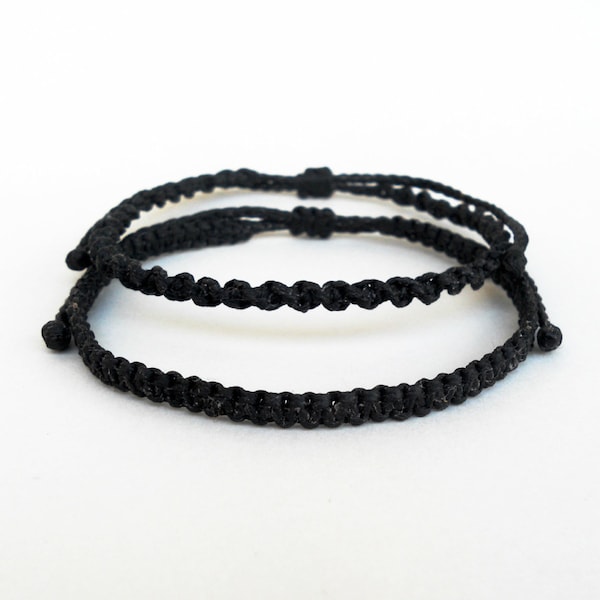 Black macrame bracelet ,Mens bangle, Friendship bracelet Waterproof Surf jewelry, Beach bracelet Adjustable Unisex Thin Casual Everyday wear