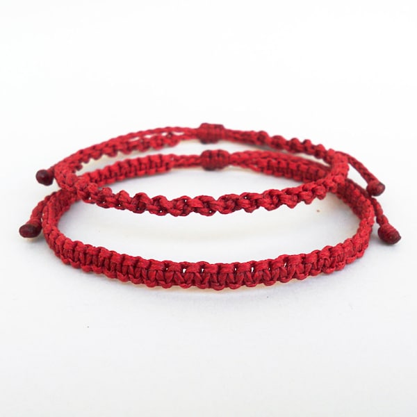 Dark red macrame bracelet, Kabbalah bracelet, Red string of fate, Braided ends, Adjustable, Unisex Wish Surfer Hand knotted Spiritual gifts