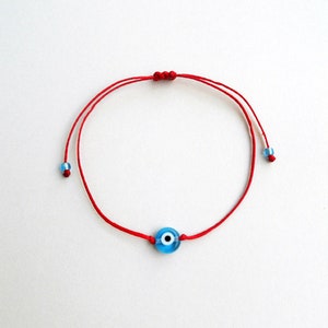 Light blue evil eye Minimalist bracelet, Kabbalah red string, Simplicity Unisex Adjustable Good luck Mommy and me Stacking spiritual jewelry