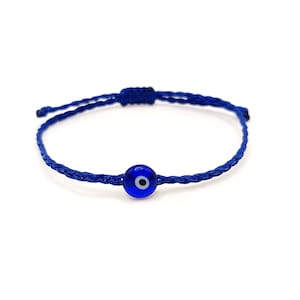 Blått flätat armband med onda ögon: Grekisk nazar-skyddsamulett
