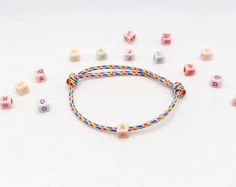 Personalized initial letter Custom name bracelet, Best friend teen gift Birthday gift, White rainbow paracord bangle bracelet Wrist stacks