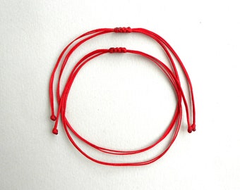 Lot de 2 bracelets rouges, chaîne rouge du destin, bracelet couple, ensemble de bracelets porte-bonheur, bracelet de protection Bracelet de la kabbale Cordon ciré solide