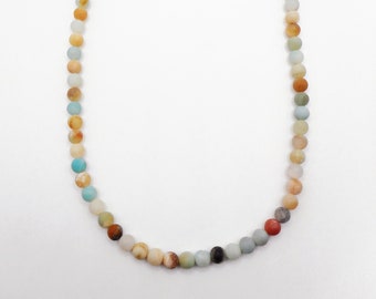 Amazonite necklace Matte Frosted beads semi-precious gemstone Spiritual yoga gift Crystal healing Tibetan Meditation Japa Prayer Buddhist