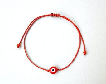 Orange evil eye bracelet, String bracelet Mal de ojo Talisman Protection amulet, Good luck jewelry , Lucky bracelet, Family gift, Simplicity