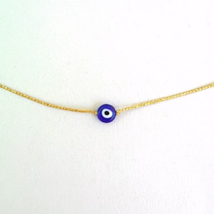 Blue Evil eye necklace Gold cord nazar necklace Greek Evil eye Turkish pendant Evil eye choker Protection Red string necklace Talisman Gold