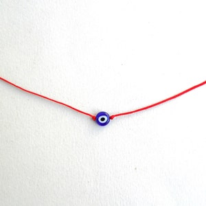 Blue Evil eye necklace Gold cord nazar necklace Greek Evil eye Turkish pendant Evil eye choker Protection Red string necklace Talisman Red