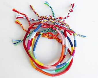Custom Color Friendship Bracelet: Thin Cotton Thread Wrap Bracelet