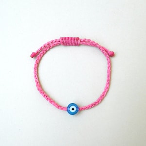 Bracciale intrecciato anti-malocchio verde acqua: perlina di moneta in vetro, amuleto regolabile