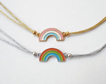 Rainbow necklace Gold and Silver Pastel Rainbow Arch Choker, Kidcore aesthetic Everyday Jewelry, Enamel charm Gift for them Partner gifts