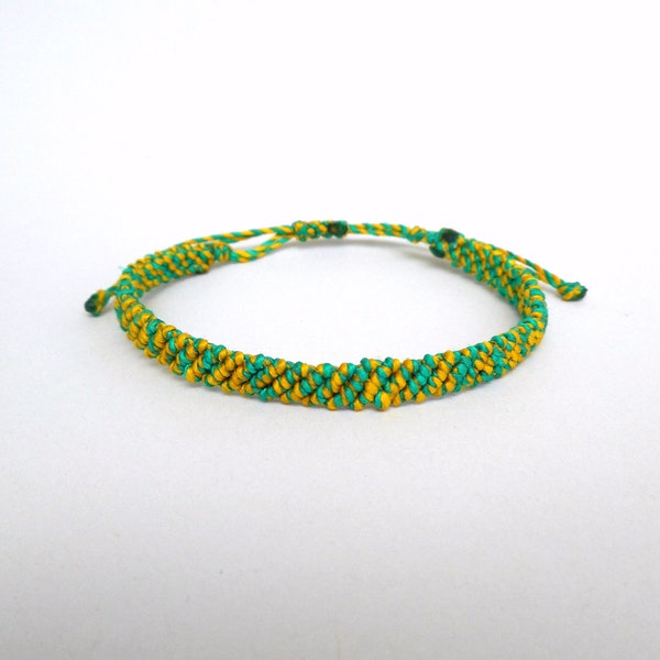 Bracciale brasiliano Bracciale con cordino verde e giallo Gioielli giallo verde Regalo surfista Bracciale da uomo Bracciale Macrame Tribal Tie dye Hippie