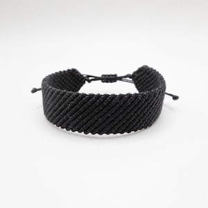 Wide macrame bracelet, Mens bracelet, Boyfriend gift, Waterproof Friendship bracelet, Woven Black bracelet, Surfer gift, Beach bracelet