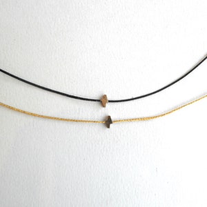 Tiny lightning bolt necklace, Thunder necklace, Gold Bronze Hematite gemstone beads, Gift ideas for her, Dainty string choker Adjustable