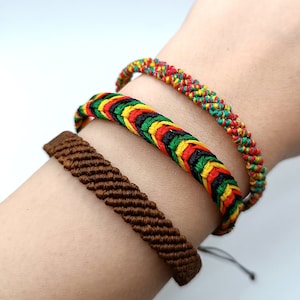 African bracelet Rasta bracelet Mens gift One Love Macrame Unisex gift Adjustable Tribal Roots jewelry Hippie wristband