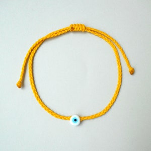 Böses Auge Fußkettchen, Schutzamulett, Strand-Sommer-Fußkettchen, Minimalist, gewachste Schnur Fußkette, weiße böse Augen Perle, Surfer Schmuck Surf Geschenke