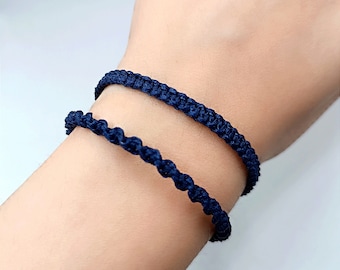 Navy Blue Macrame Bracelet: Unisex Friendship Bangle, Mens surf jewelry, Gift for him