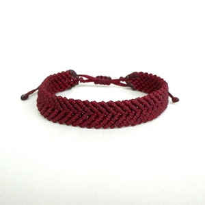 Burgundy chevron macrame bracelet Friendship bracelet Claret Bordeaux Boho bracelet Knotted bracelet Adjustable bracelet Gift for him