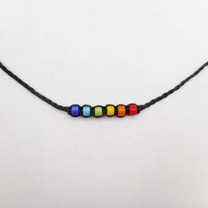 Rainbow Beaded necklace, Pride ally Jewelry, Braided choker, Y2k jewelry, Partner gifts, Pony cz glass beads, Love wins, Equality, LGBTQIA