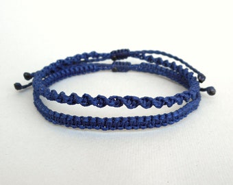 Navy blue Macrame bracelet, Men bracelet, Friendship bracelet Surfer bangle Beach bracelet Unisex, Thin, Casual jewelry, Everyday wear