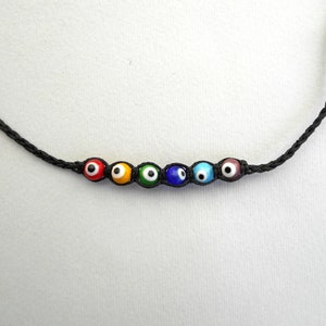 Evil eye chakra necklace, Rainbow Beaded Choker, Yoga Gift, Protection Present, Talisman amulet, Gift for her, Dainty short necklace