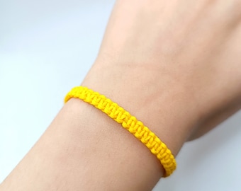 Yellow Macrame Friendship Bracelet, Adjustable Waxed Cord, Beach Surfer Jewelry
