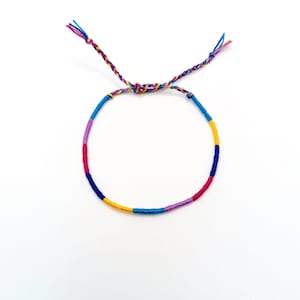 Striped Cotton Thread Bracelet: Minimalist Stacking Wristband, Bff gift