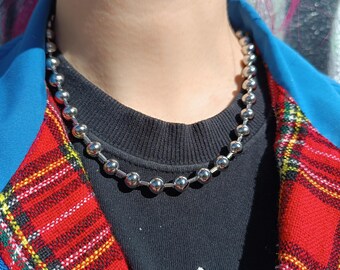Collier à billes : acier inoxydable 304, grosse chaîne à billes superposée, hypoallergénique