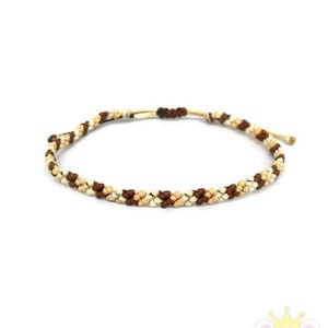 Heren macrame armband bruin beige ivoor surf armband strand armband vriendschap armband gestreepte armband, uniseks cadeau, dun, gewaxt koord
