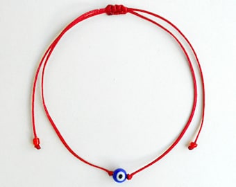 Evil eye bracelet, Red string, Sphere glass bead, Mal de ojo Greek mati Adjustable Simple Good luck Minimal Spiritual gifts Devil Protection