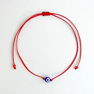 Evil eye bracelet, Red string, Sphere glass bead, Mal de ojo Greek mati Adjustable Simple Good luck Minimal Spiritual gifts Devil Protection