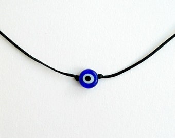 Blue Evil eye necklace Gold cord nazar necklace Greek Evil eye Turkish pendant Evil eye choker Protection Red string necklace Talisman