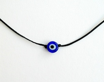 Blue Evil eye necklace Gold cord nazar necklace Greek Evil eye Turkish pendant Evil eye choker Protection Red string necklace Talisman