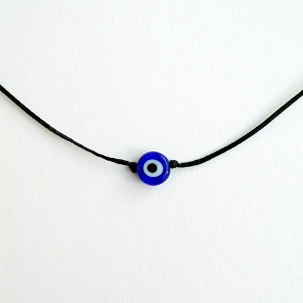 Blue Evil eye necklace Gold cord nazar necklace Greek Evil eye Turkish pendant Evil eye choker Protection Red string necklace Talisman