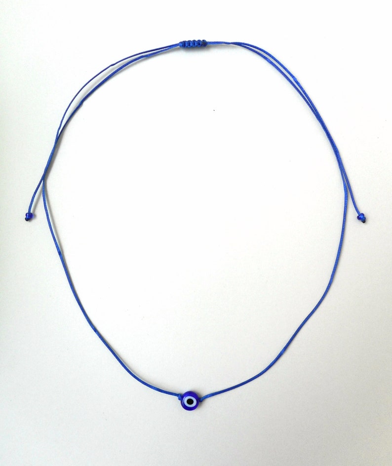 Blue Evil eye necklace Gold cord nazar necklace Greek Evil eye Turkish pendant Evil eye choker Protection Red string necklace Talisman image 9