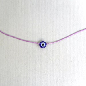 Blue Evil eye necklace Gold cord nazar necklace Greek Evil eye Turkish pendant Evil eye choker Protection Red string necklace Talisman Lilac