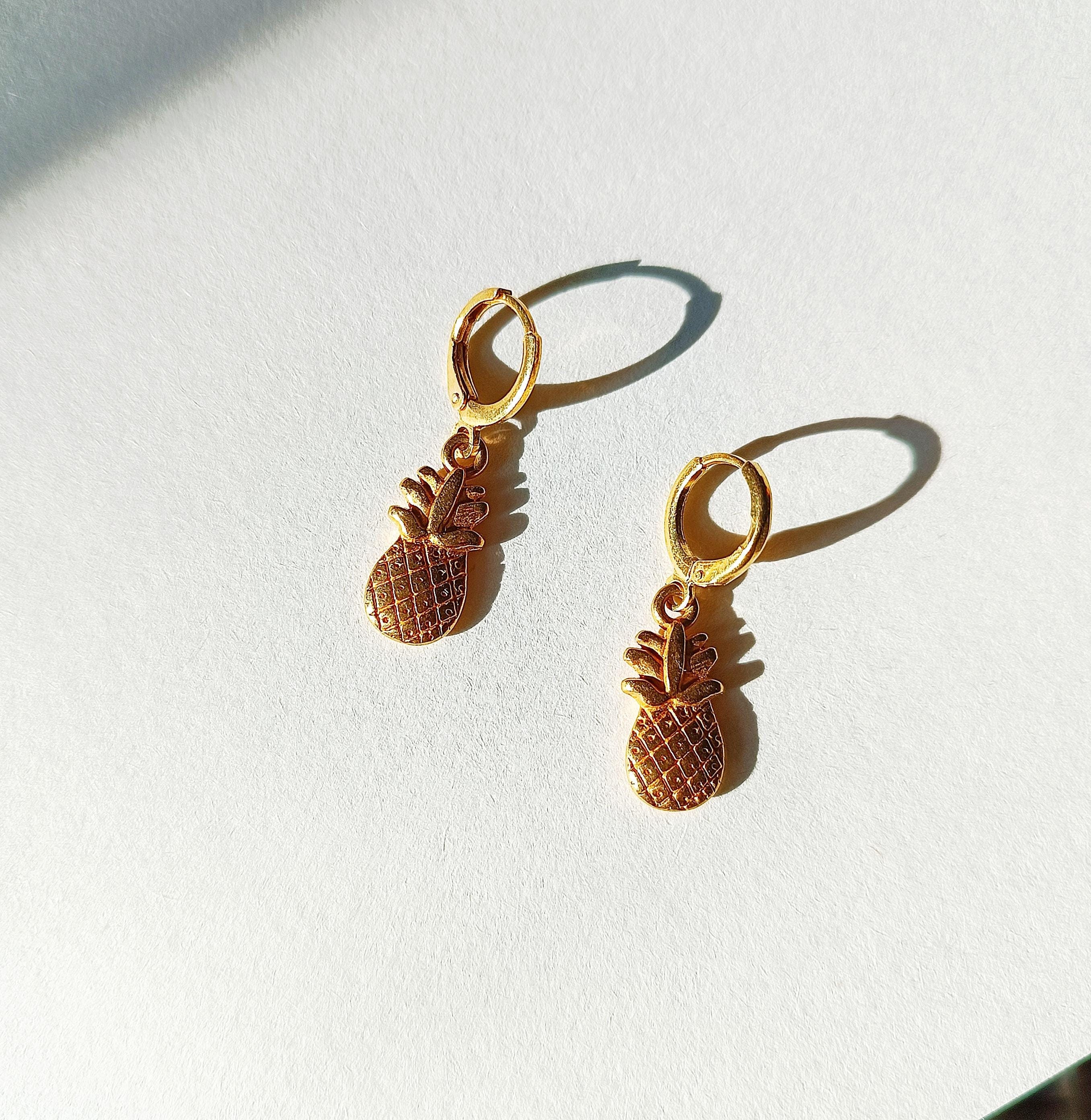 Orecchini A Perno Con Ananas Scintillante In Cristallo, Gioielli Tropicali A Forma Di Frutta Giallo Per Donne, Ideali Per Feste E Abbigliamento Estivo