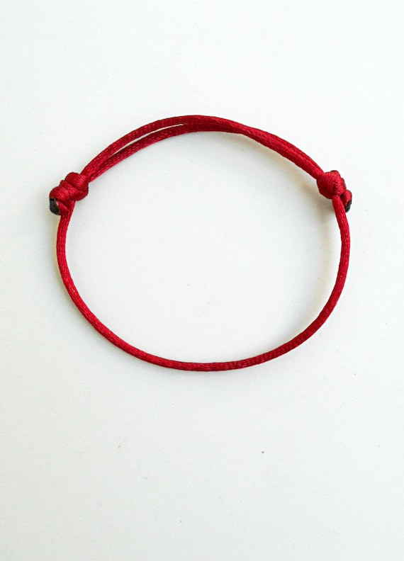 Burgundy Red Satin Cord Bracelet: Minimalist Rope Nylon Bangle, Good luck gift, protection jewelry