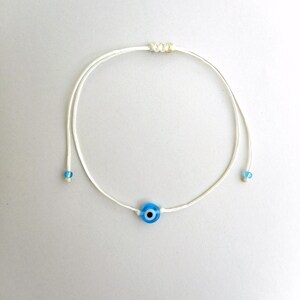 Light blue evil eye Minimalist bracelet, Kabbalah red string, Simplicity Unisex Adjustable Good luck Mommy and me Stacking spiritual jewelry image 8