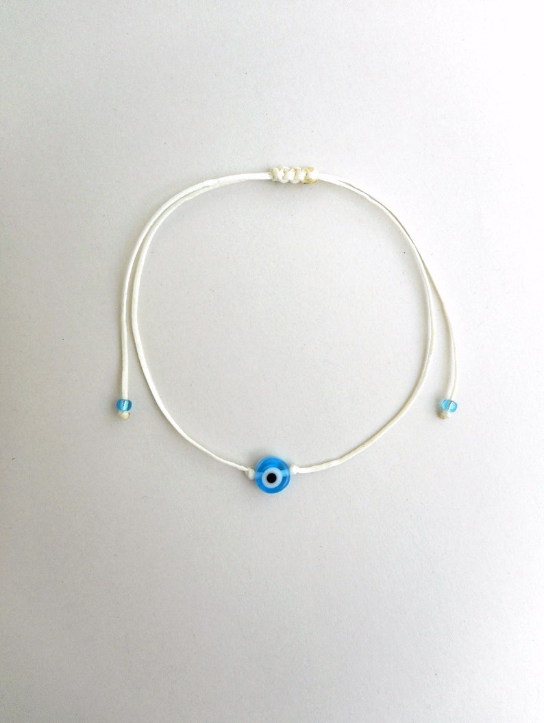 Light blue evil eye Minimalist bracelet, Kabbalah red string, Simplicity Unisex Adjustable Good luck Mommy and me Stacking spiritual jewelry image 8