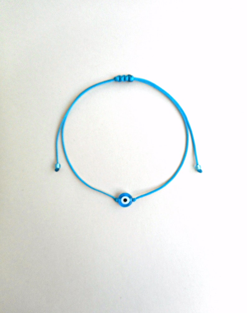 Light blue evil eye Minimalist bracelet, Kabbalah red string, Simplicity Unisex Adjustable Good luck Mommy and me Stacking spiritual jewelry Teal