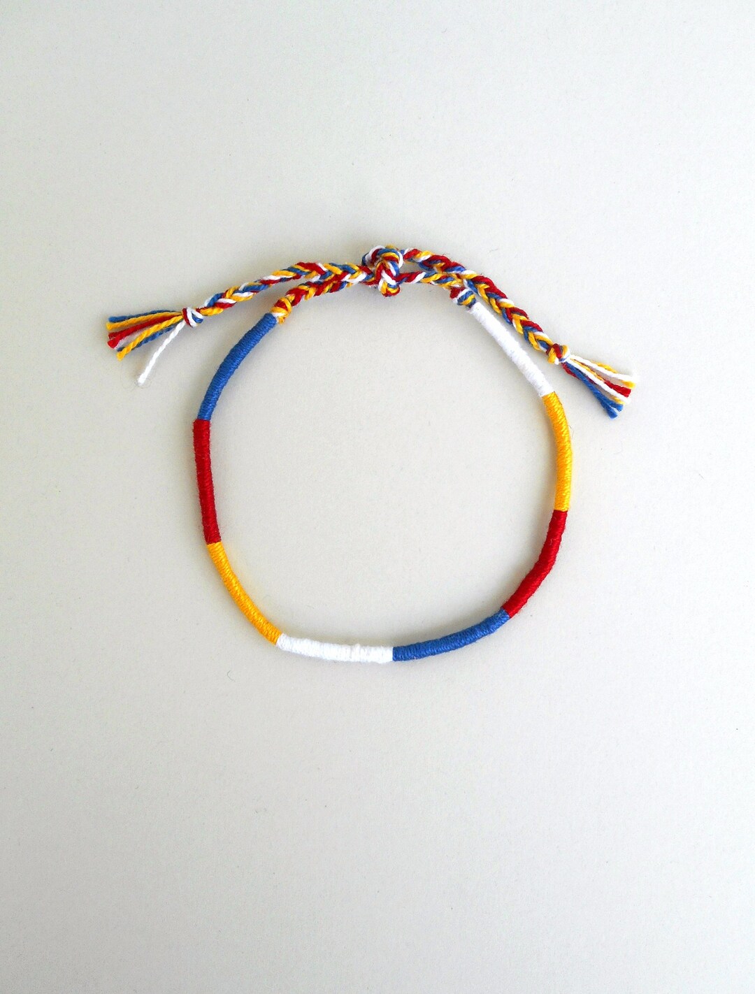 Friendship Bracelet, Red White Blue Yellow Stacking Bracelet, Stackable ...