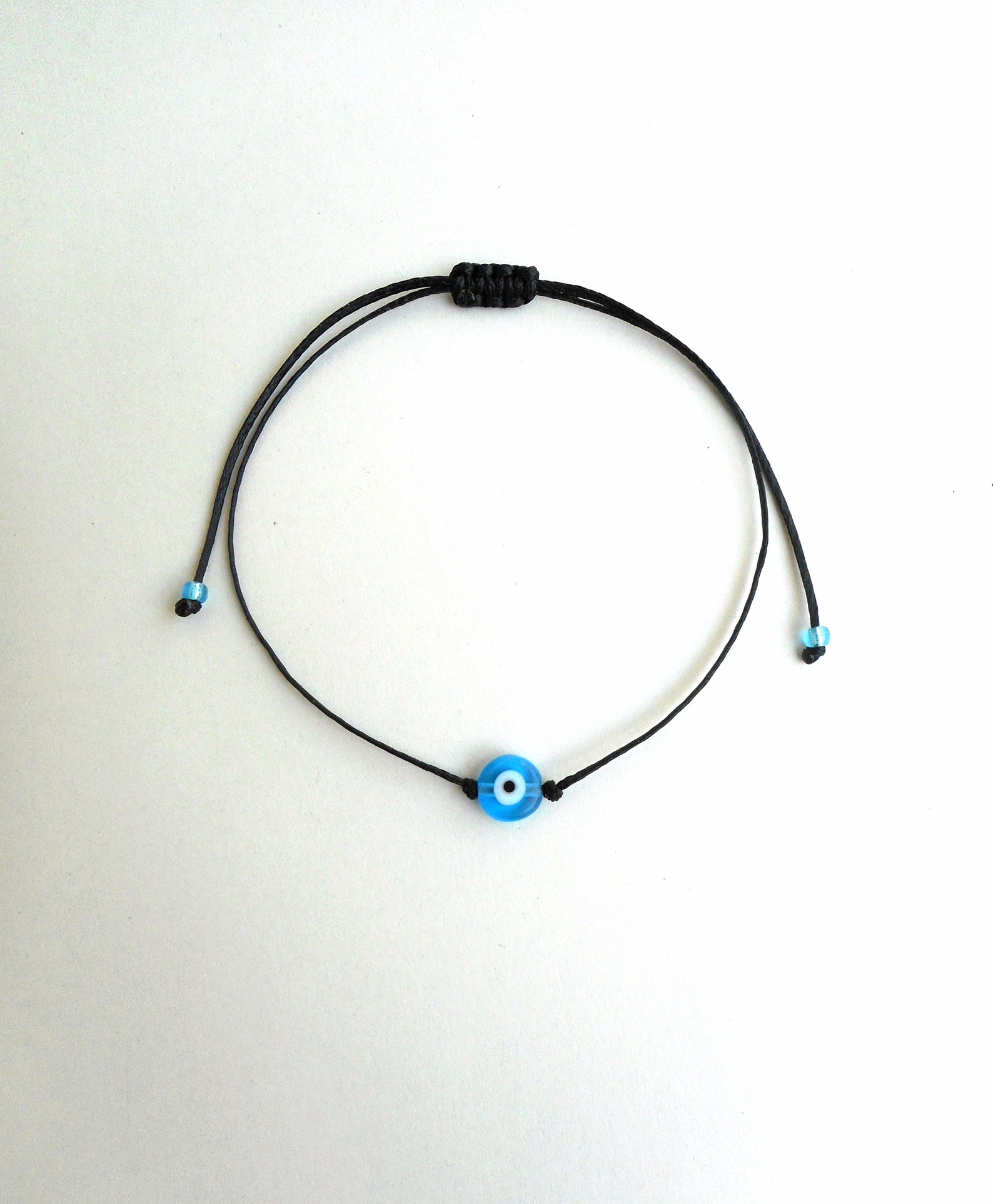 Light Blue Evil Eye Minimalist Bracelet Kabbalah Red String Etsy