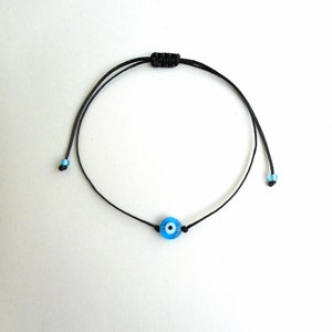 Light blue evil eye Minimalist bracelet, Kabbalah red string, Simplicity Unisex Adjustable Good luck Mommy and me Stacking spiritual jewelry image 10