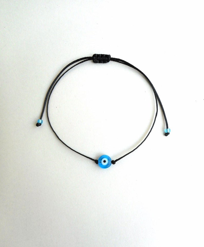 Light blue evil eye Minimalist bracelet, Kabbalah red string, Simplicity Unisex Adjustable Good luck Mommy and me Stacking spiritual jewelry image 10