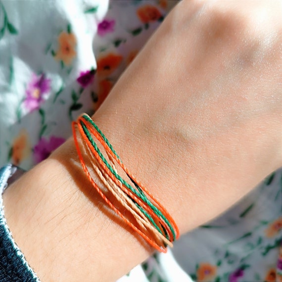 Earthy Tone Friendship Bracelet: Waxed Cord Stacking Jewelry