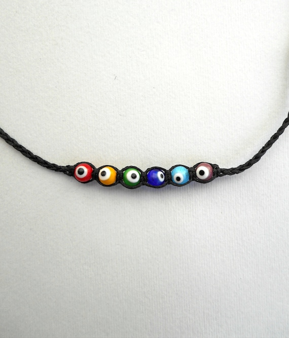 Multicolor Beaded Necklace Central Evil Eye Bead Evil Eye Beaded Rainbow Necklace Jewelry