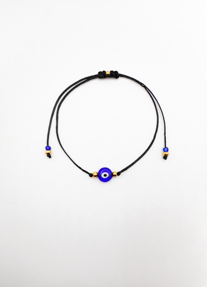 Gouden armband met boze oog-motief, 24-karaats vergulde kralen, Griekse Mati-beschermingsarmband, minimalistische sieraden Black