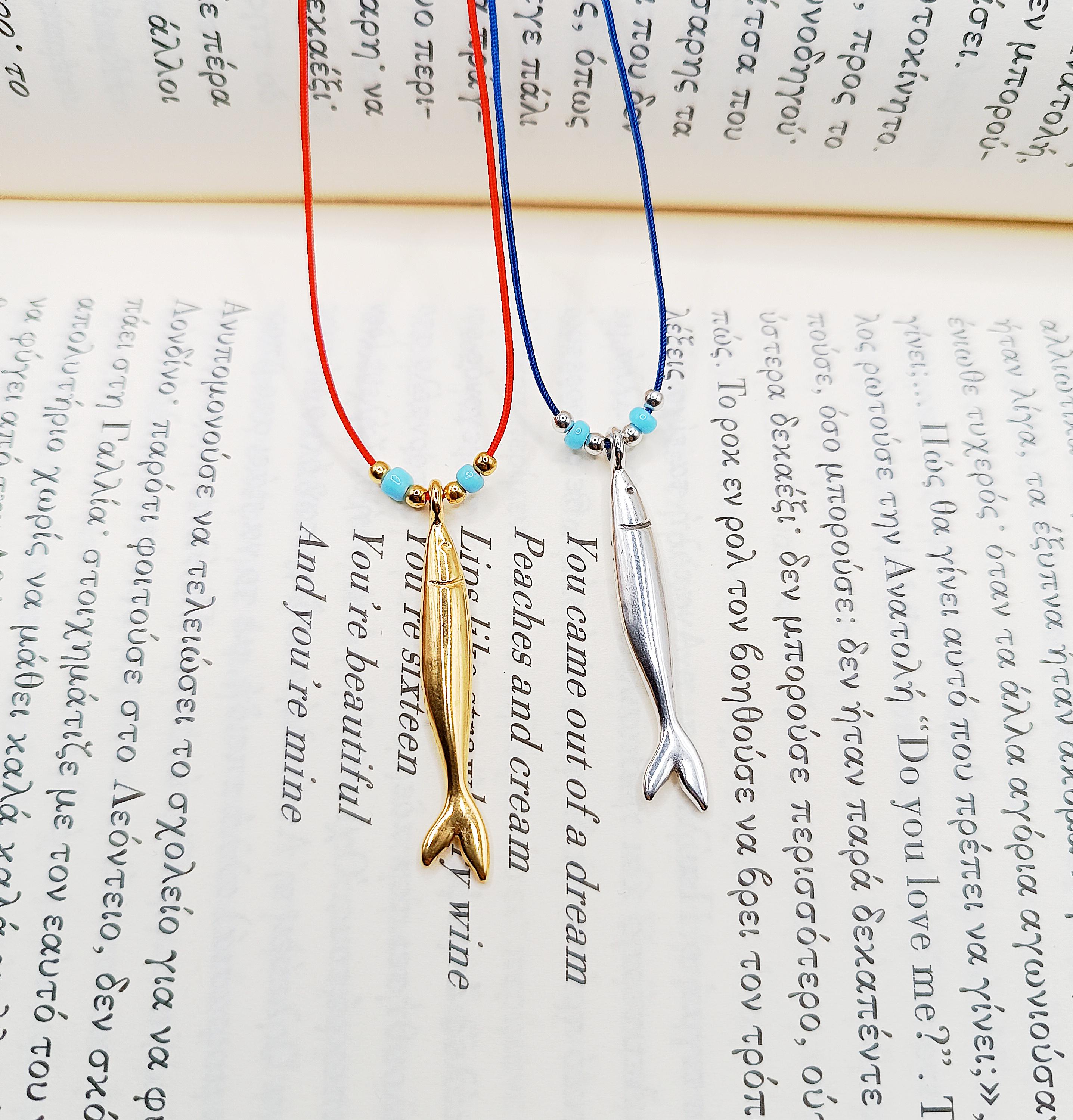 Sardine Fish Necklace, 24k Gold Plated Charm Pendant