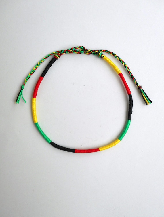 Rasta Anklet: Cotton Thread Ankle bracelet Wrap, Reggae Hippie Style, African jewelry, Mens gift