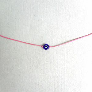 Blue Evil eye necklace Gold cord nazar necklace Greek Evil eye Turkish pendant Evil eye choker Protection Red string necklace Talisman Bubblegum Pink