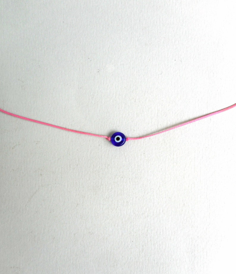 Blue Evil eye necklace Gold cord nazar necklace Greek Evil eye Turkish pendant Evil eye choker Protection Red string necklace Talisman Bubblegum Pink